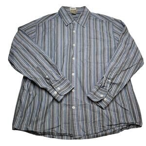 Decoded Shirt Mens L Blue Striped Long Sleeve Button Up Casual 100% Cotton